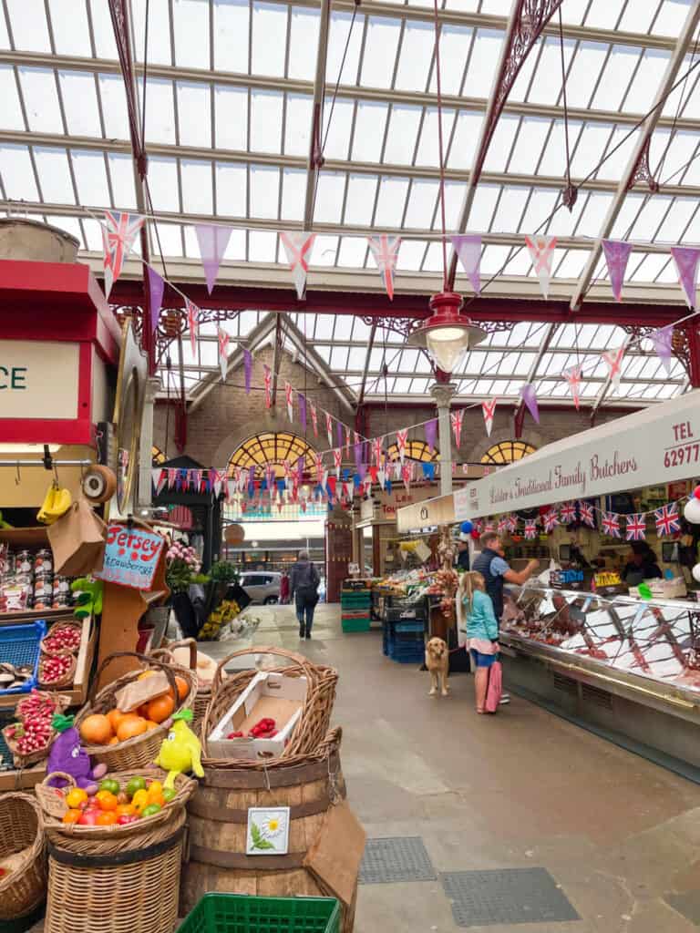Stalls in Central Market in St Helier, Jersey