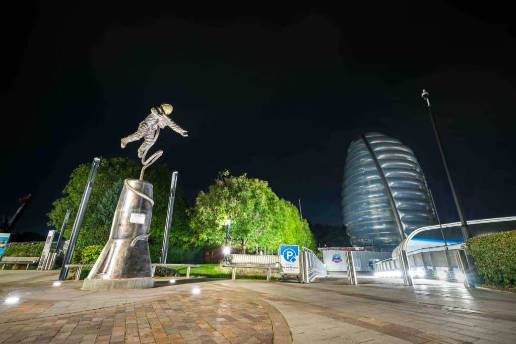 Sculpture of 'The Pioneer' Ed White's first Spacewalk at the National Space Centre