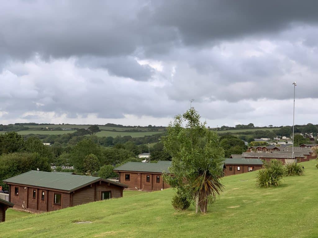 A view over the top of holiday homes at Parkdean Whiteacres in Newquay