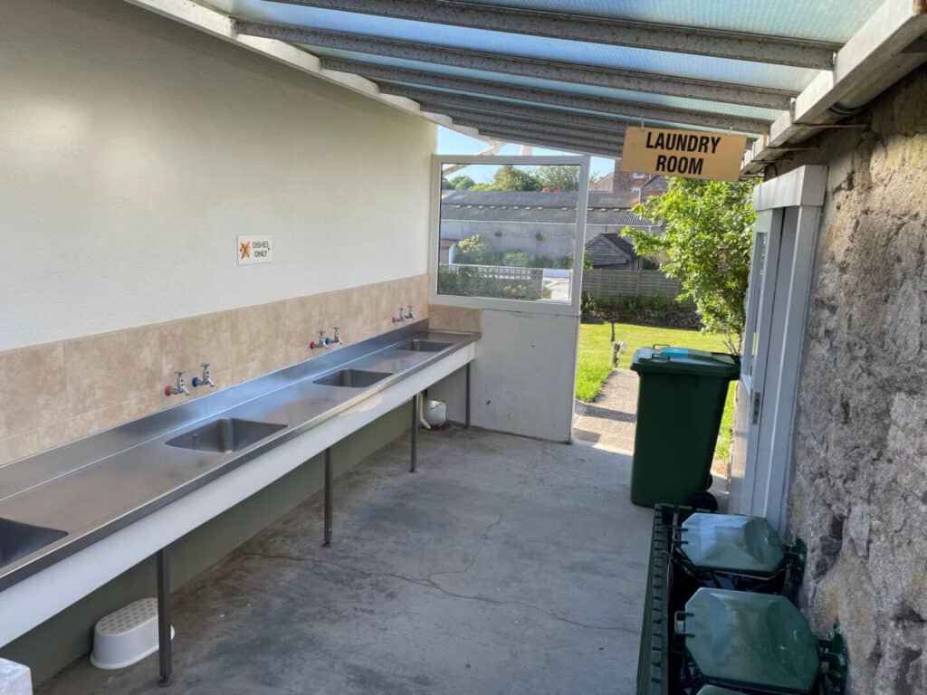 Dish washing area at campsite
