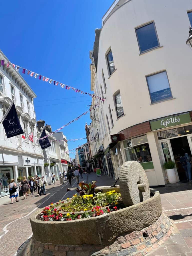 Shopping street in St Helier town centre