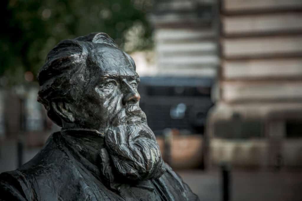 Charles Dickens statue in Portsmouth city centre
