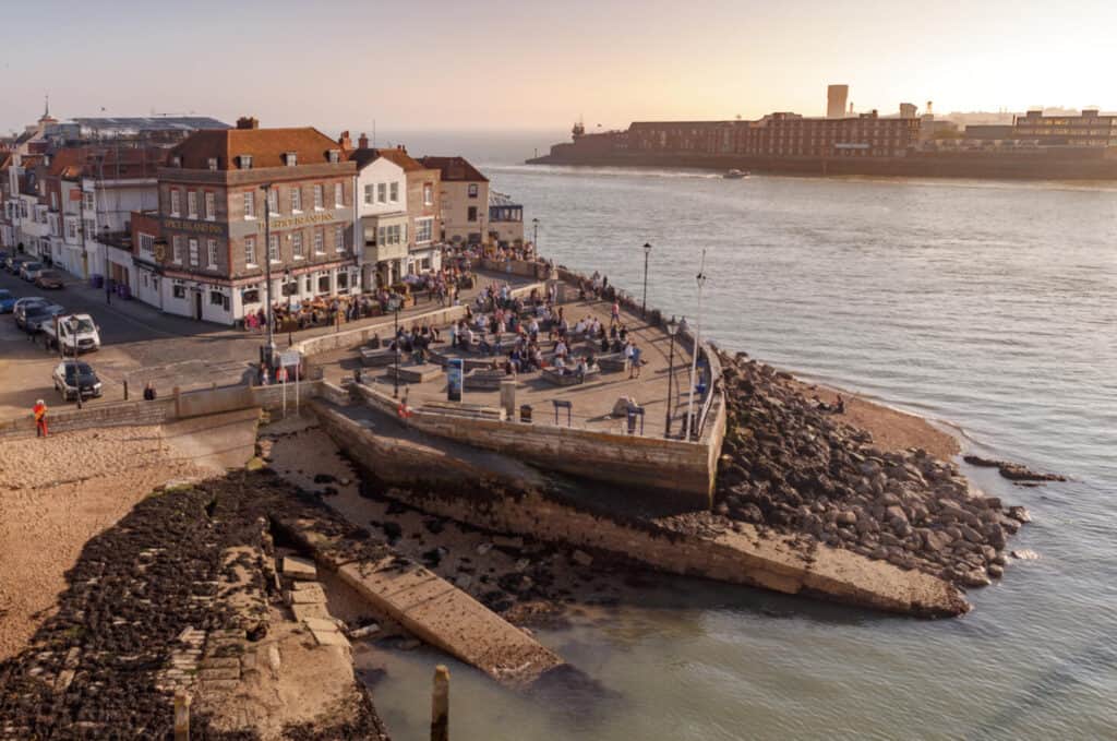 View over harbour at Spice Island in Old Portsmouth