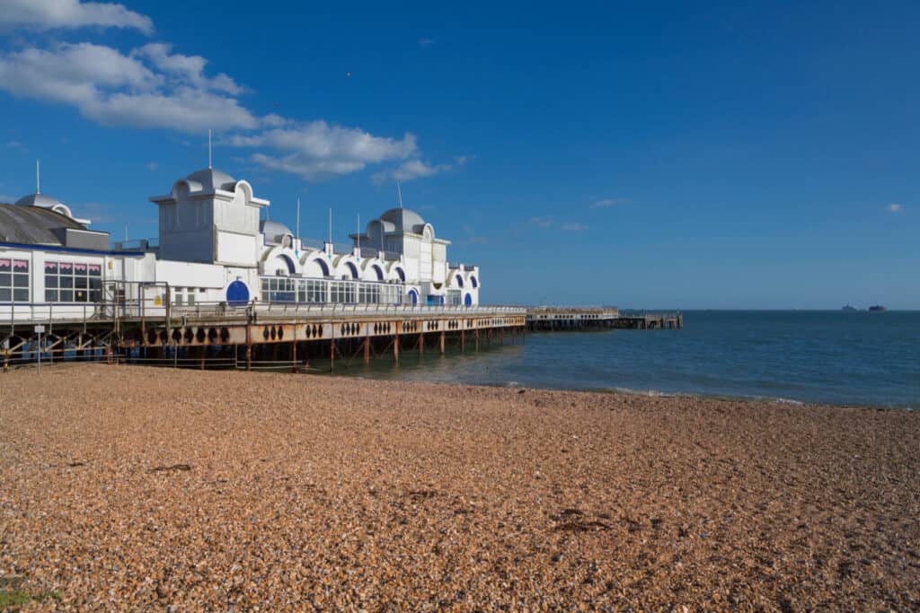 South Parade Pier and Southsea Beach in Portsmouth