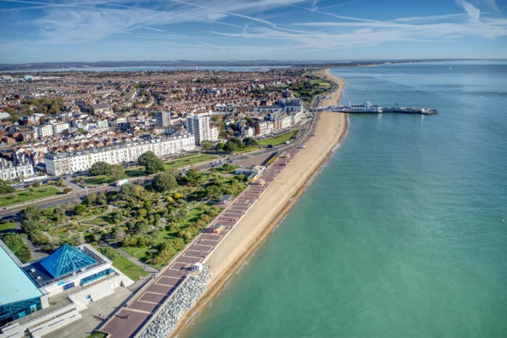View of Southsea and Eastney beaches in Portsmouth