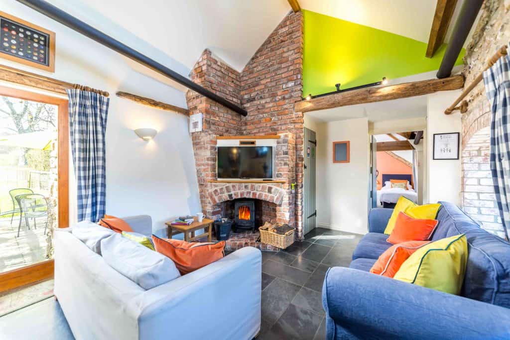 Flint living room at Higher Wiscombe