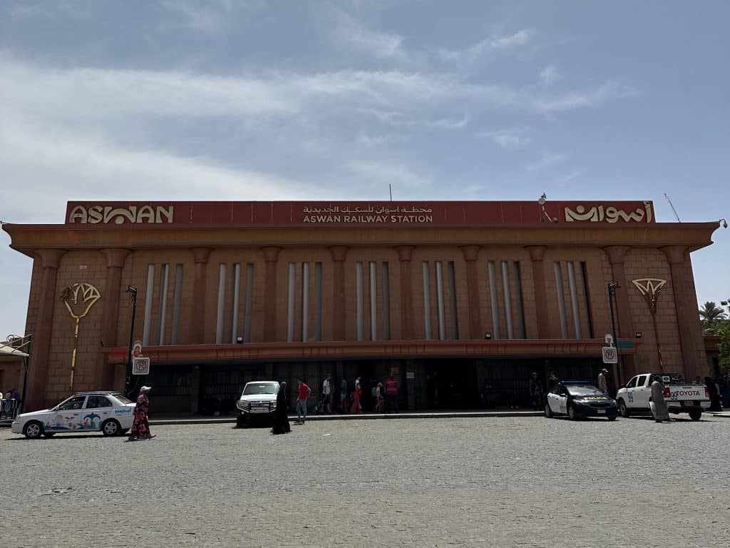 The front facade of Aswan Station - the final destination