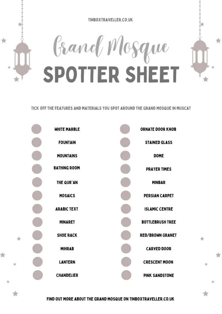 Tin Box Traveller's Grand Mosque spotter sheet