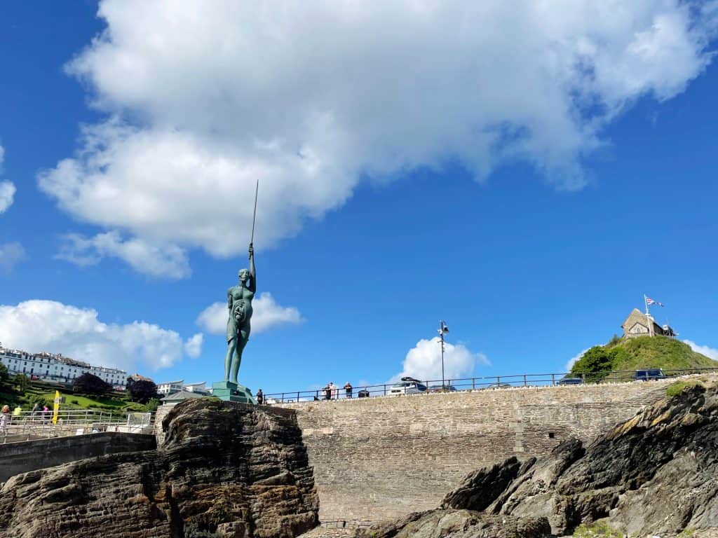 Damien Hirst's Verity statue seen from Ilfracombe Harbour