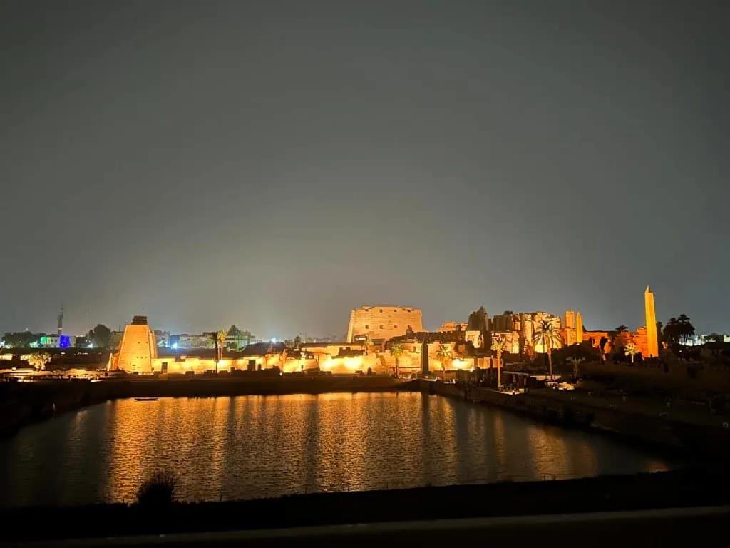 Karnak temples illuminated at night
