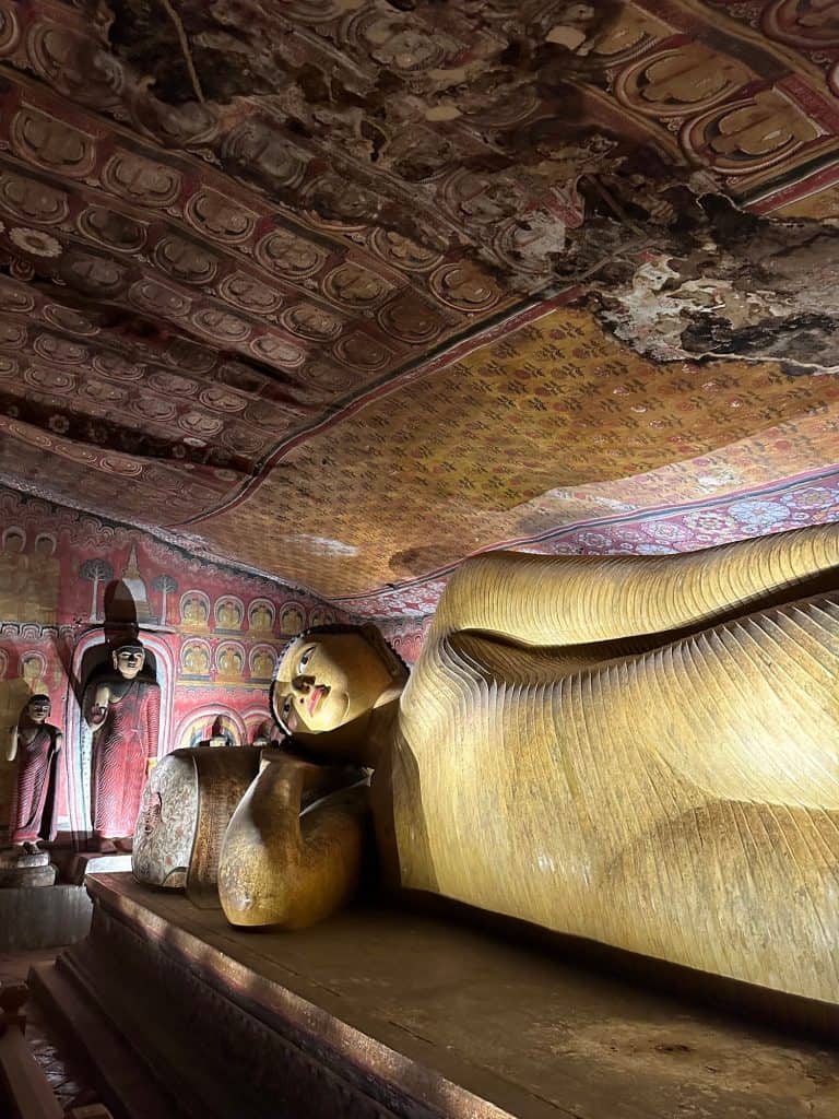 Giant reclining Buddha in Dambulla cave temple