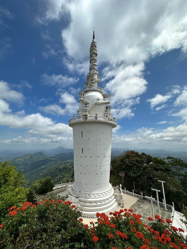 View of Ambuluwawa Tower with the Sri Lankan countryside all around