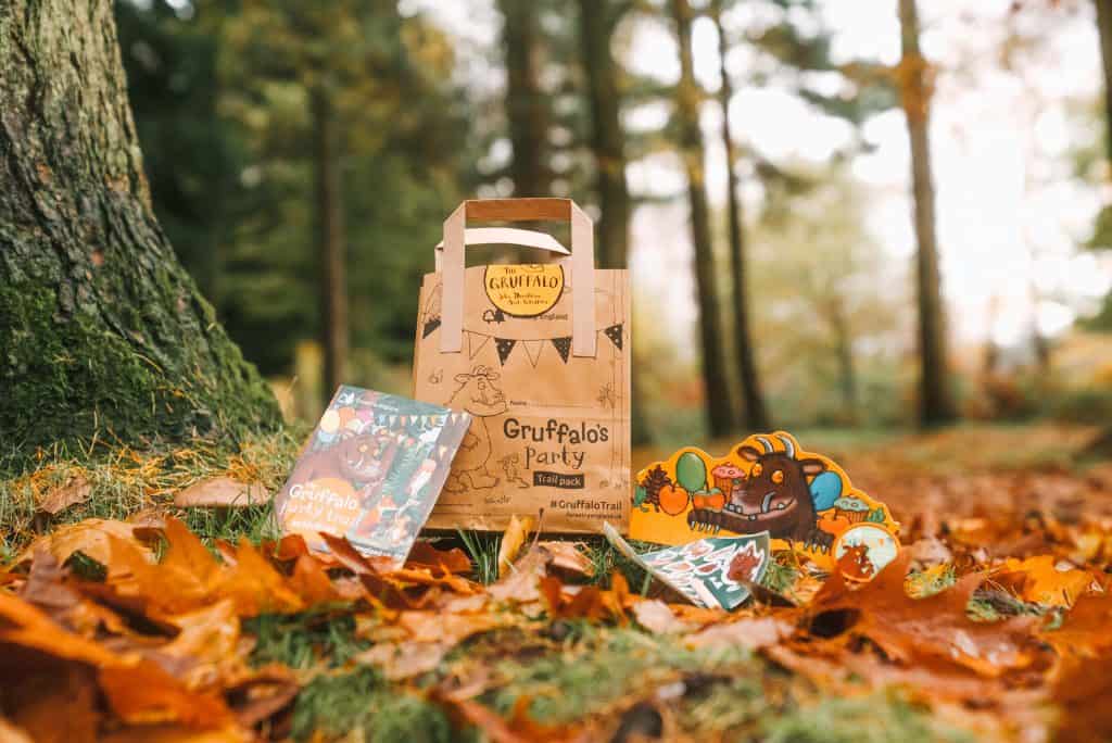 Gruffalo trail activity bag in autumn woodland setting