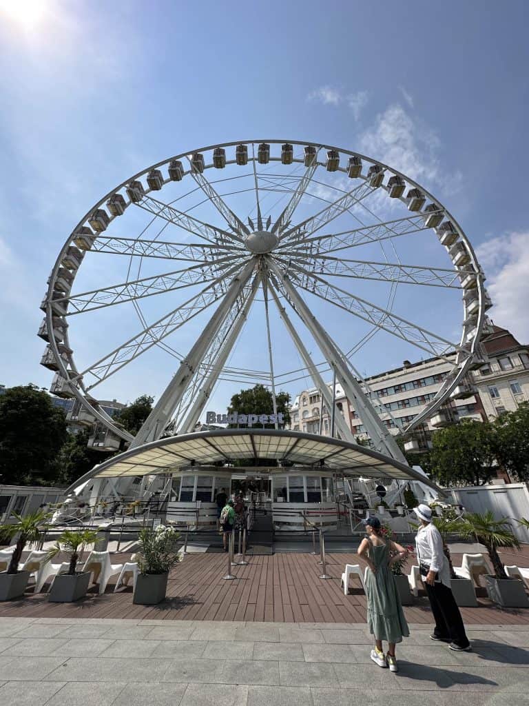 The Budapest Eye wheel against a blue sky