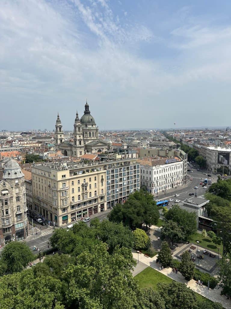 A view of Pest including St Stephen's Basilica from the Budapest Eye