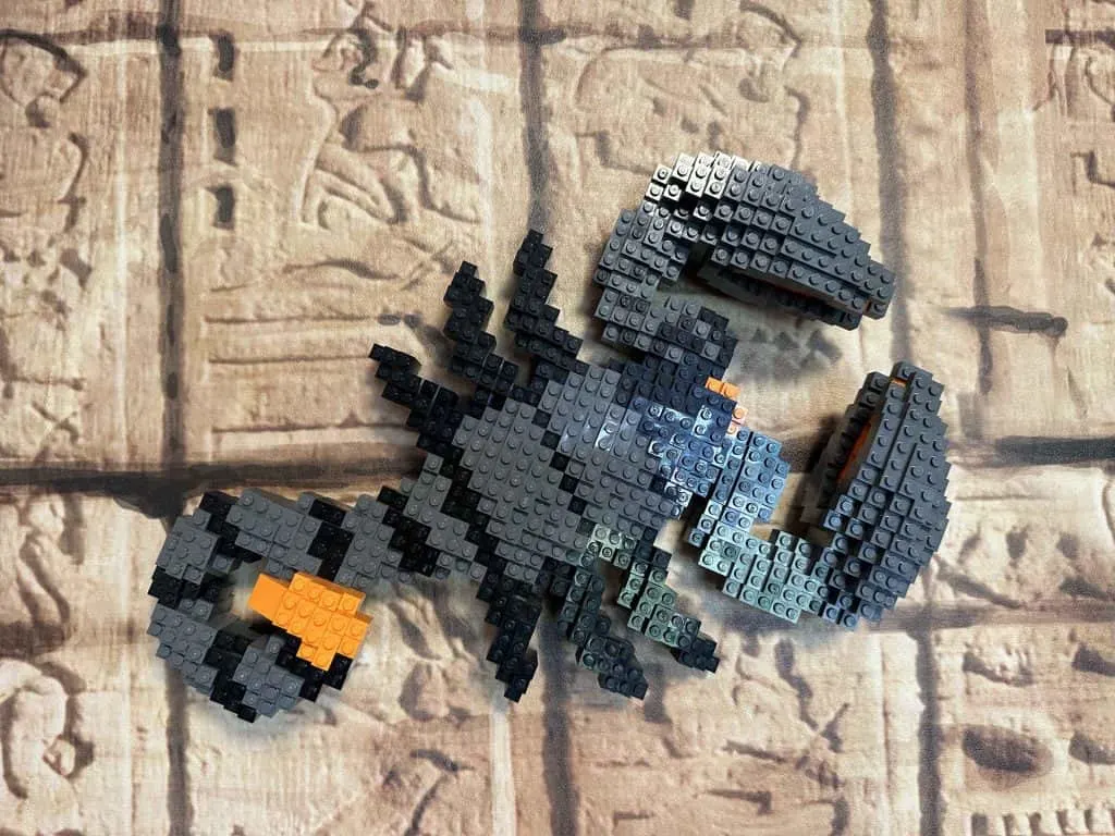 A scorpion made of LEGO attached to the wall of our Adventure fully themed room at the LEGOLAND Dubai Hotel