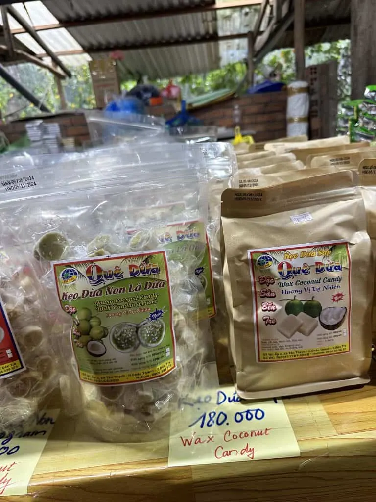 Packets of coconut sweets