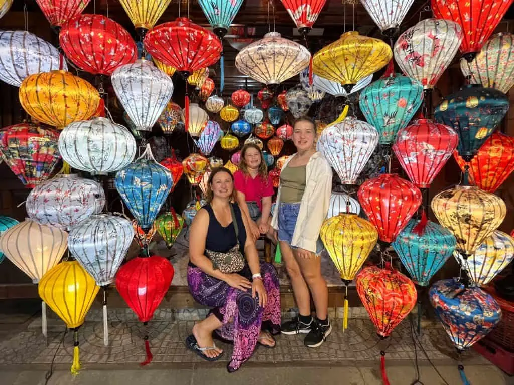 My daughters and I sat in the middle of a wall of colourful lanterns