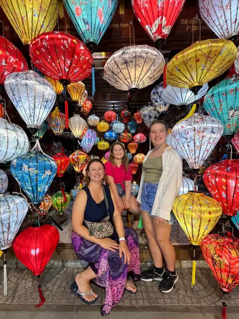 My daughters and I sat in the middle of a wall of colourful lanterns