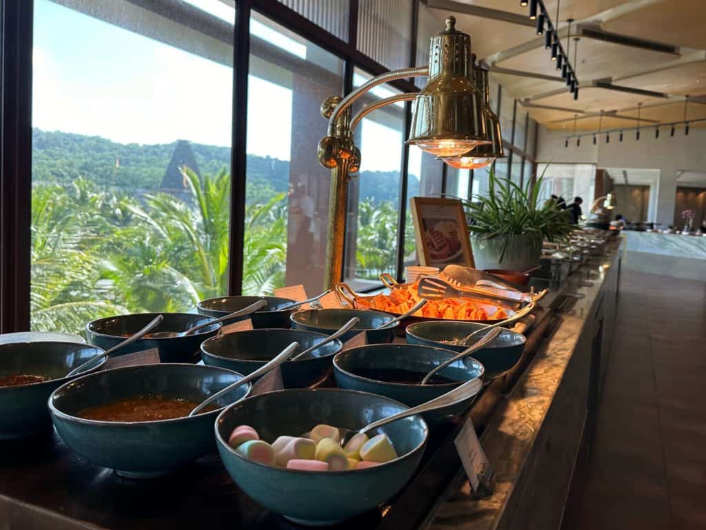 The waffle station in the breakfast buffet at the Bay Kitchen