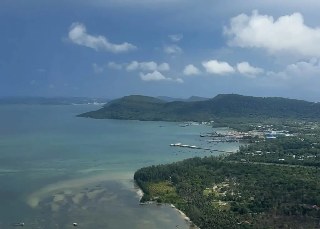 A view of Phu Quoc Island from a plane window