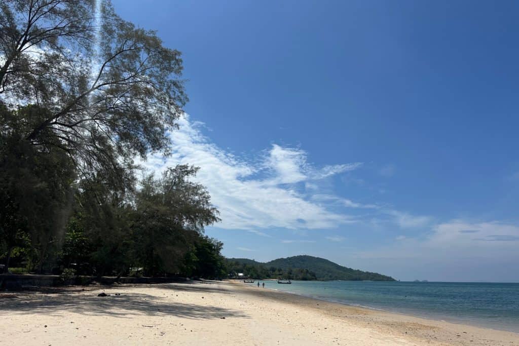A quiet stretch of sand on Klong Muang beach in Krabi, Thailand