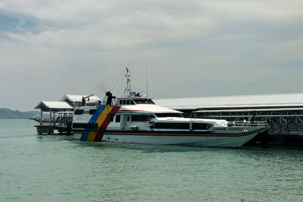 The Langkawi Express speed boat along side the ferry terminal in Langkawi