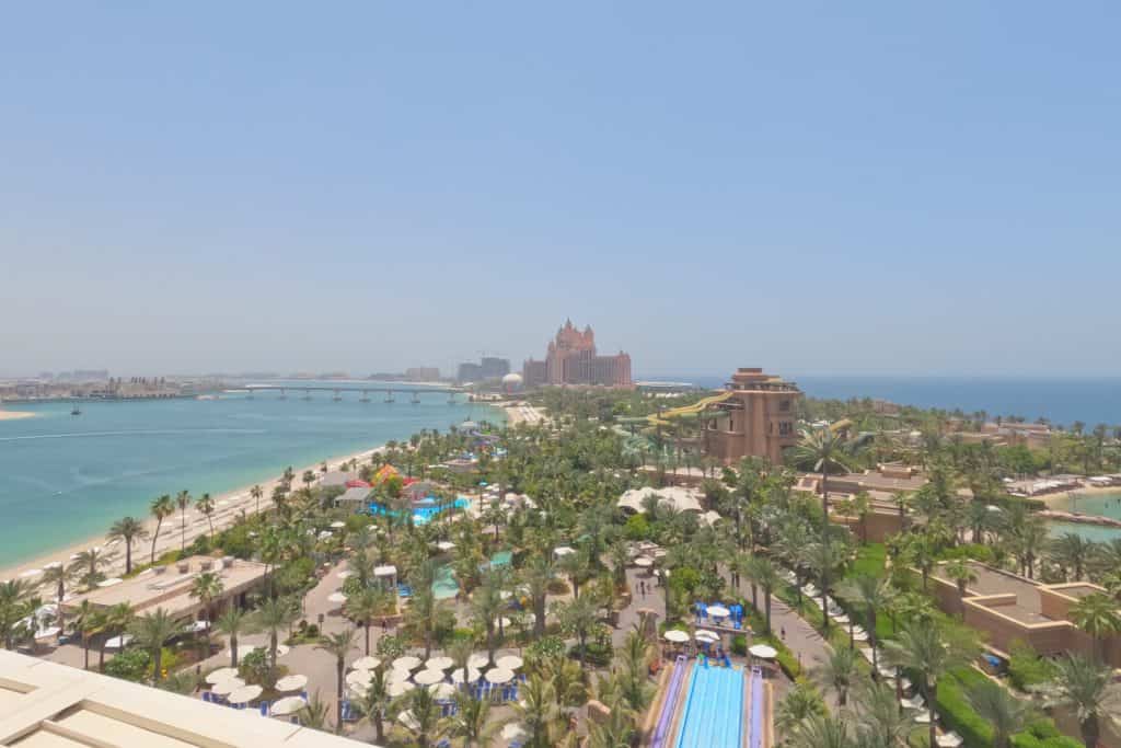 A view of Atlantis The Palm from the top of a slide at Aquaventure World in Dubai