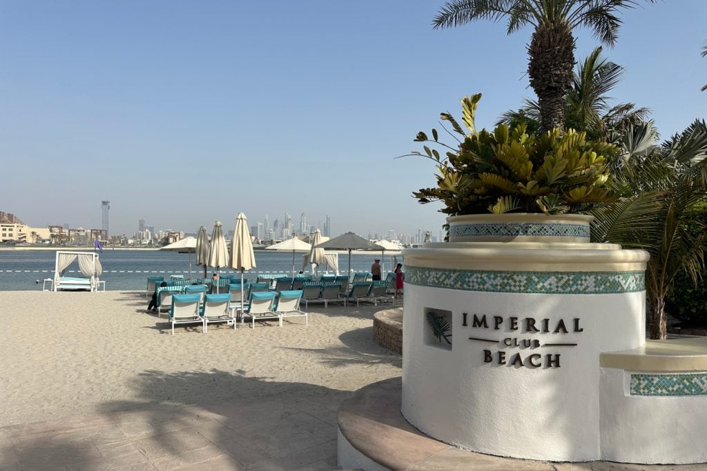 The entrance to the Imperial Club Beach on Palm Jumeirah in Dubai