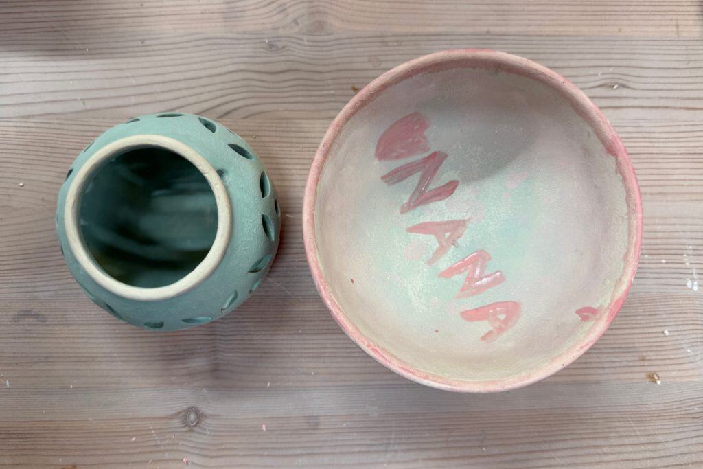 Two pieces of painted pottery