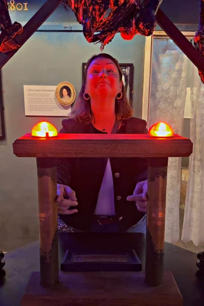 Me trying one of the interactive exhibits in the museum. It makes it look like you are being shocked with electricity