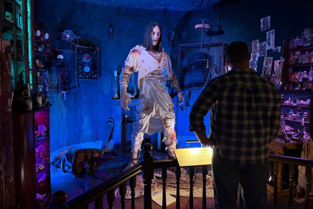 An animatronic recreation of Frankenstein's monster in the Mary Shelley House of Frankenstein museum in Bath