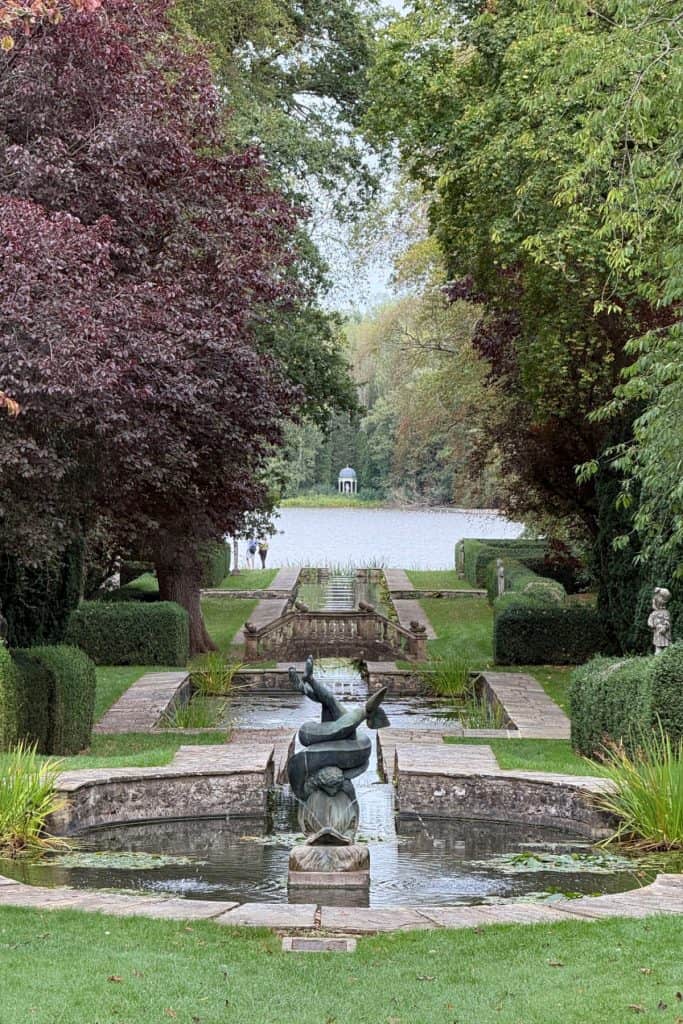 A view down the Italian Water Garden towards the lake at Buscot Park